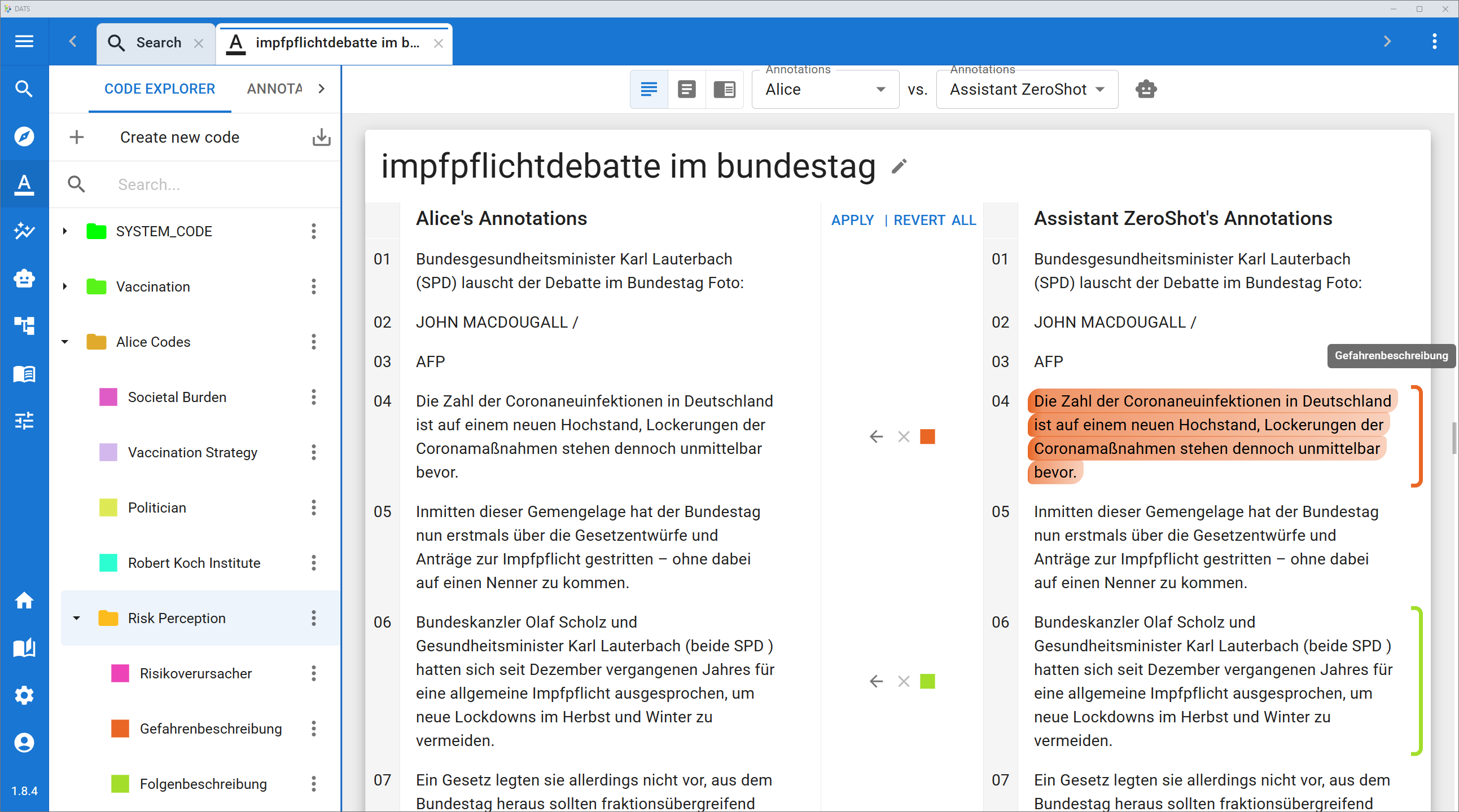 Annotation Compare View