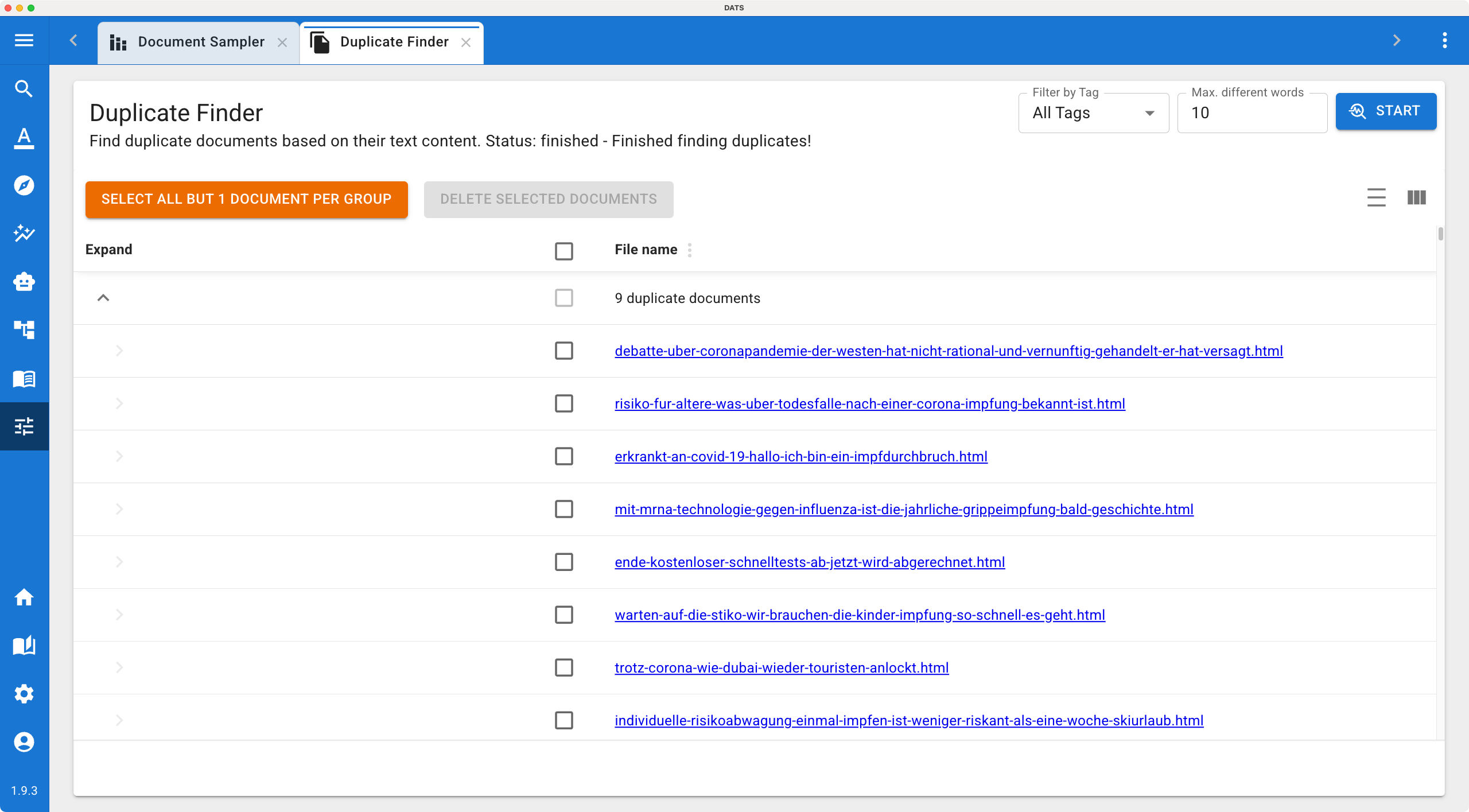 Duplicate Finder View