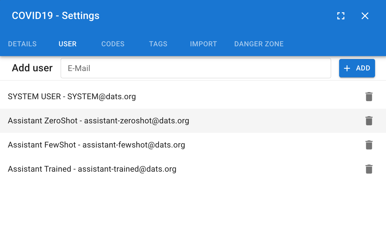 Project Dialog Users